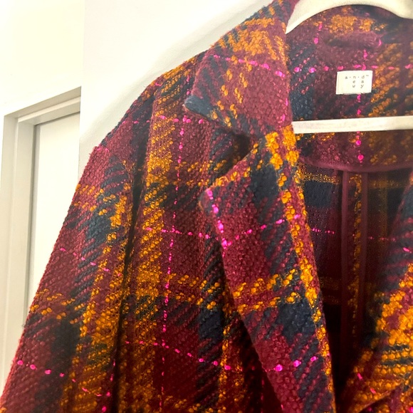 Colorful & fun plaid coat! - Picture 2 of 2